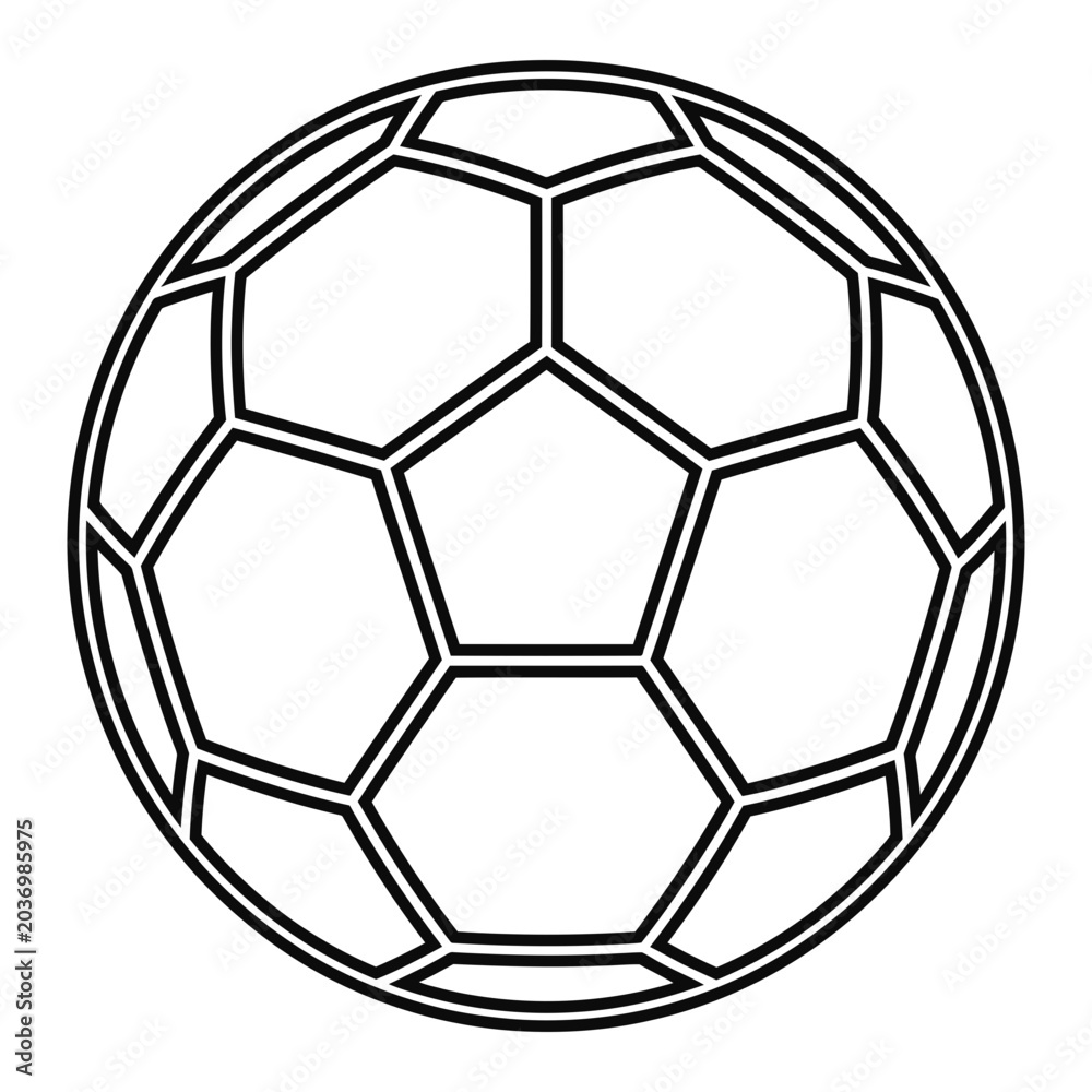 Fototapeta premium Soccer ball icon, outline, white background, vector illustration