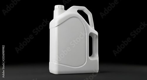 Blank white plastic jerrycan for motor oil or chemical cleaner, isolated template for packaging design mockup