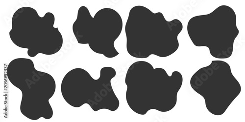 Collection of abstract black shapes for design projects and branding.