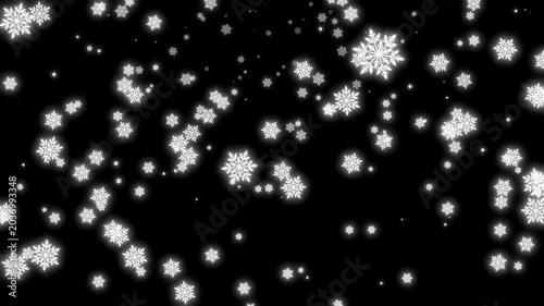 Snow falling down slowly 4K animation on Green screen. Christmas falling snow. Snowfall in holidays on chroma key background.