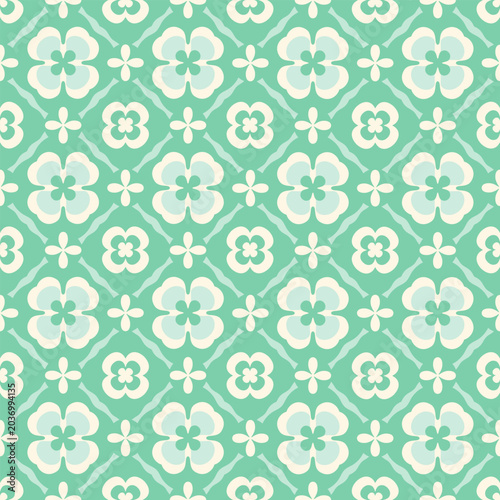Mint Green Floral Ceramic Tile Seamless Pattern