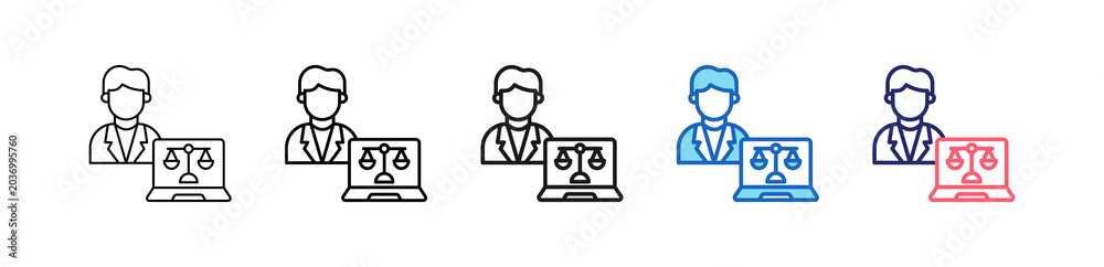 Naklejka premium Law Firm Icon In 5 Different Styles Set Collection.
