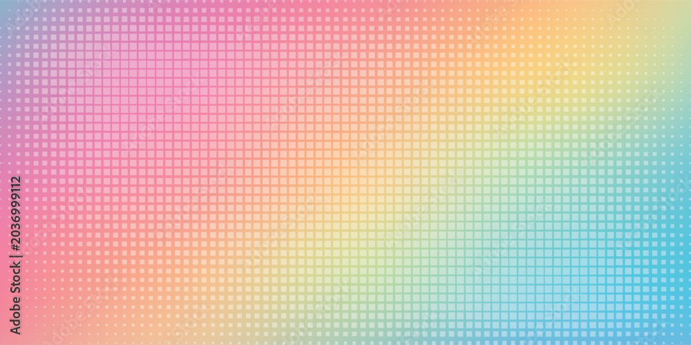 Fototapeta premium Abstract colorful rainbow pastel gradient background with halftone square grid pattern eps10