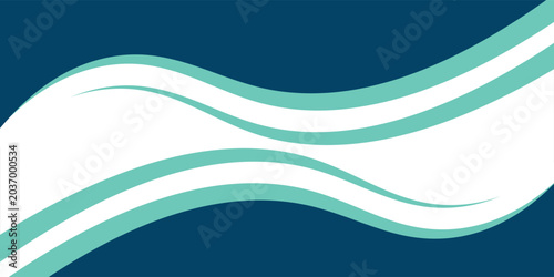 Quadro su tela Abstract blue and cyan layered wavy shapes background banner with large white co