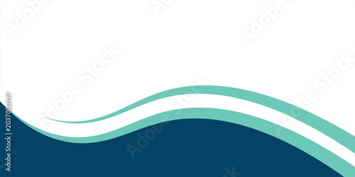 Foto Abstract blue and cyan layered wavy shapes background banner with large white co