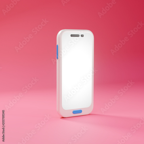 3D Rendered Smartphone Mockup on Pink Background