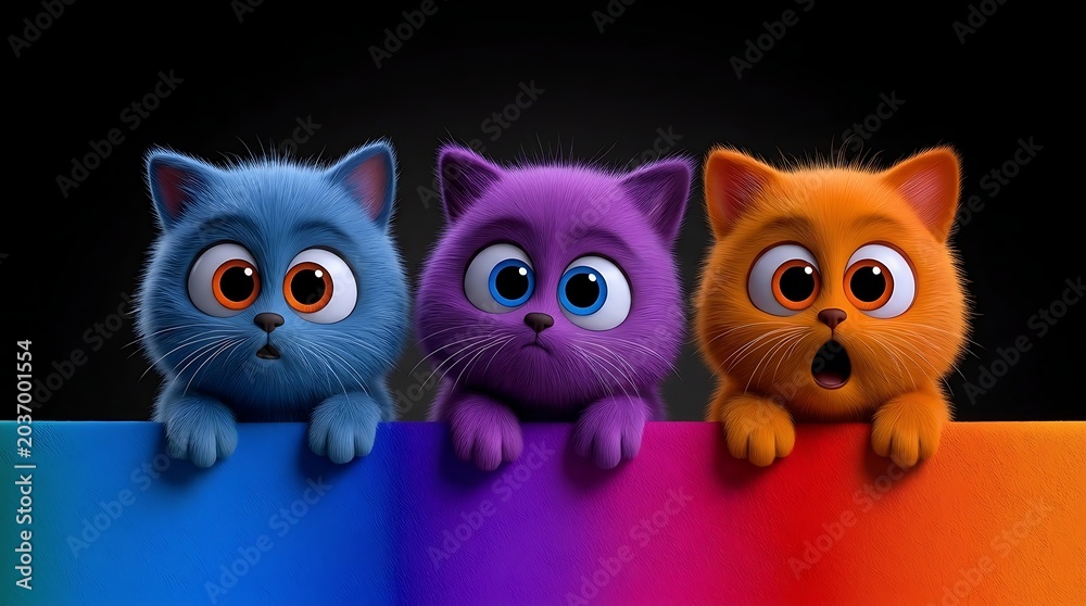 Fototapeta premium Cute cartoon cat illustration with adorable pet animals.