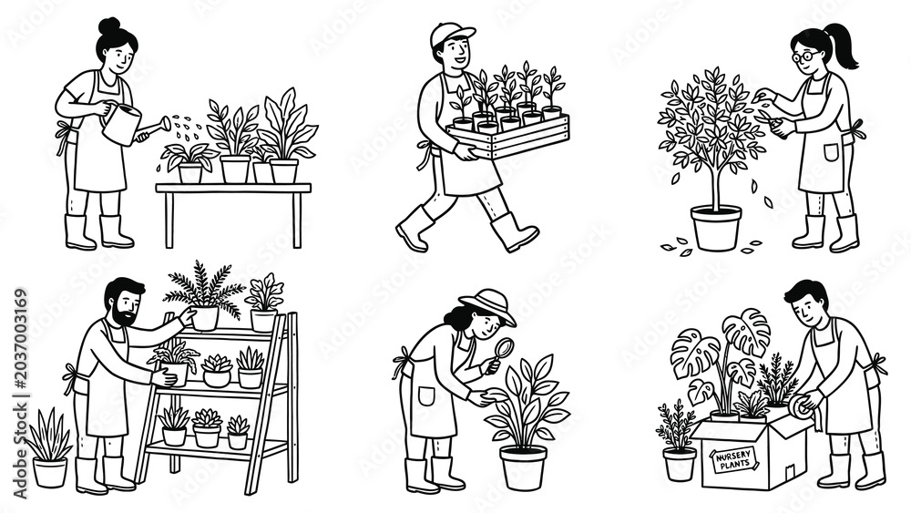 Obraz premium People gardening plants in various settings outdoors and indoors freely
