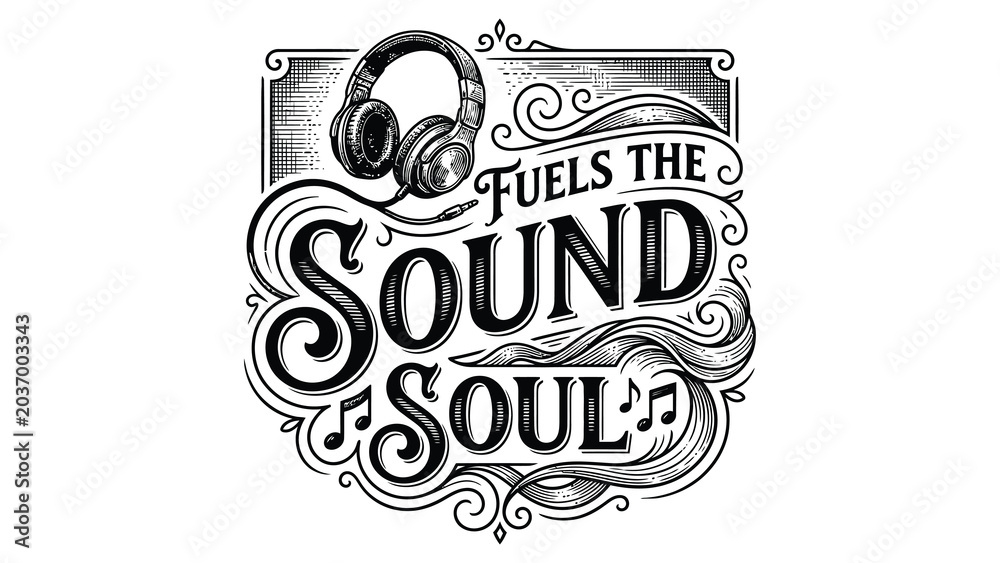 Obraz premium Music fuels the sound soul with headphones and notes