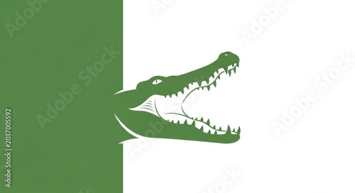 Bilde på lerret Crocodile Head Green Isolated Portrait.
