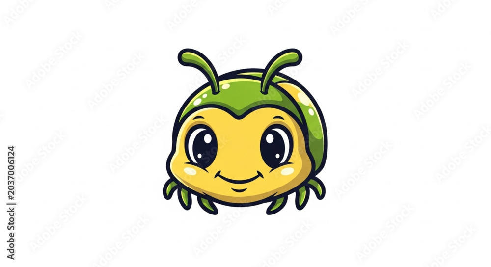 Obraz premium Cute Cartoon Ladybug Character with Big Eyes.