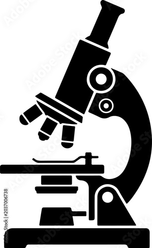 WebMicroscope black icon representing scientific research laboratory experiment biology and medical diagnostic equipment isolated on white background