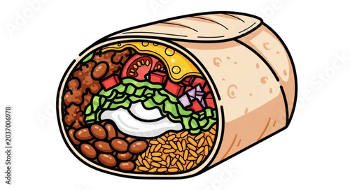 Quadro em tela Delicious Burrito With Beans Rice.