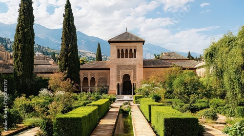 The generalife gardens and the palace of the alhambra in granada, andalusia, spain