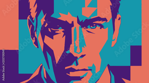 Foto Man Portrait Face Closeup Illustration.