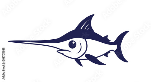 Billede på lærred Marlin fish swimming in ocean water.