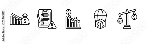 Cuadro en lienzo Economic Collapse Risk Framework icon line illustration