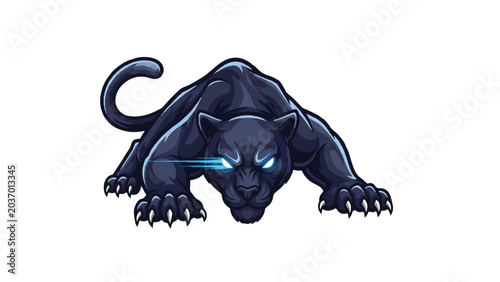 Tableau sur toile Black Panther Crouching with Glowing Eyes.
