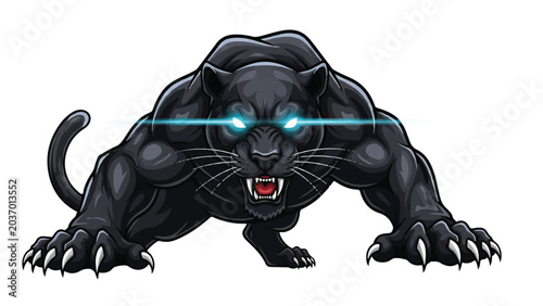 Fotografía Black Panther with Glowing Eyes Illustration 2.