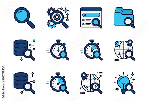 Search Icon Set – Modern Magnifying Glass and Finder Vector Icons