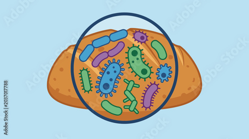 Foto Bacteria and Microorganism Magnified View on Contaminated Food Surface