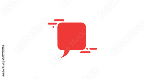 Принти на полотні Red square speech bubble with dynamic motion lines.