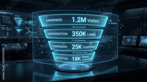 Futuristic digital dashboard interface display.