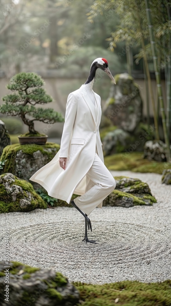 Obraz premium Elegant Crane in Stylish Setting