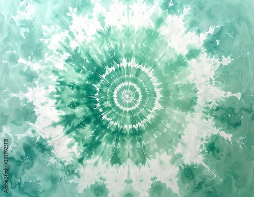 A mint green and white tie dye artwork, fresh minimalist design, airy fabric texture