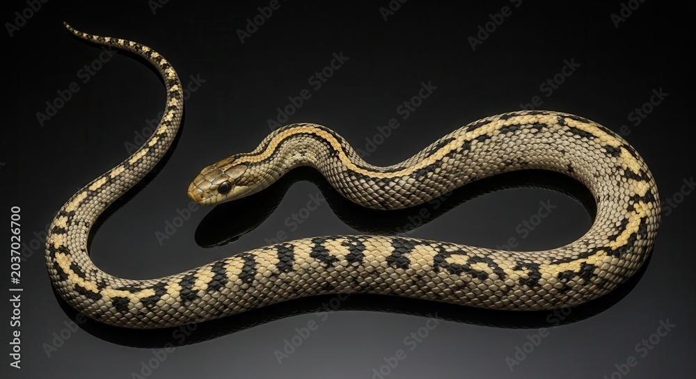Obraz premium A Gopher Snake Isolated on a Black Background.