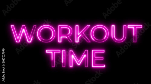 Glowing Pink Neon Workout Time Sign for Fitness Background