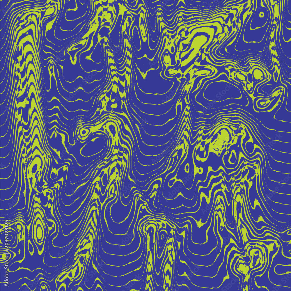 Fototapeta premium Dynamic distorted pattern with glitch. Abstract digital wavy surface. Display error texture. Interferences wavy effect. Vector futuristic background