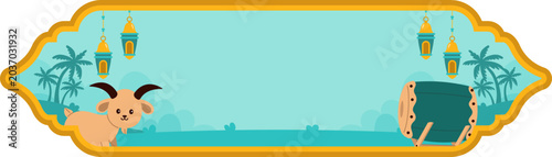 Canvastavla Minimalist Eid al Adha Horizontal Banner with Bedug Illustration