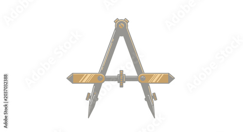 Картината върху платно Vintage Drawing Compass Tool - Engineering Precision Instrument