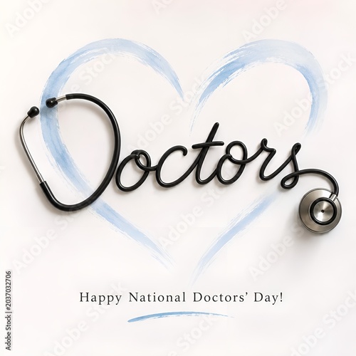 Minimalist national doctors day greeting card with stethoscope shape illustration stethoscope medicine physician hospital healthcare clinical