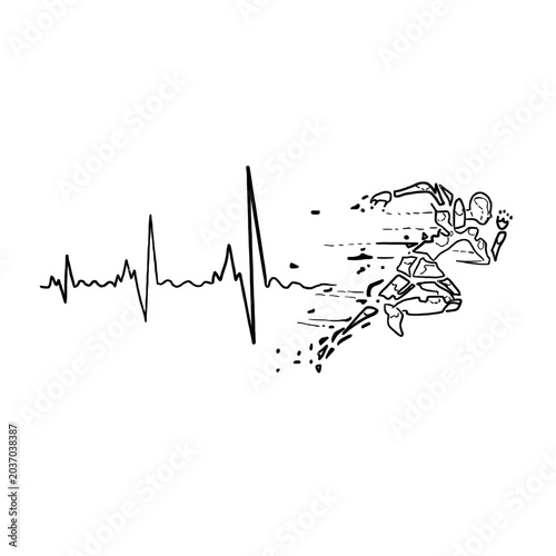 Tableau sur toile Running on adrenaline: A heartbeat depicting the thrilling rush of speed and motion