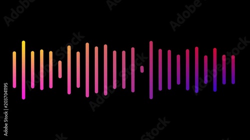 Colorful gradient sound wave animation on transparent  background