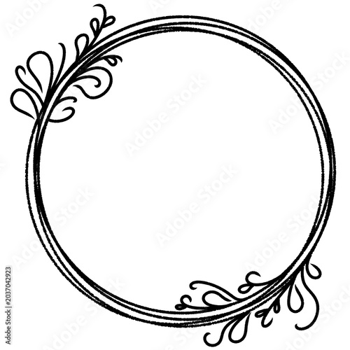 abstract floral line black frame