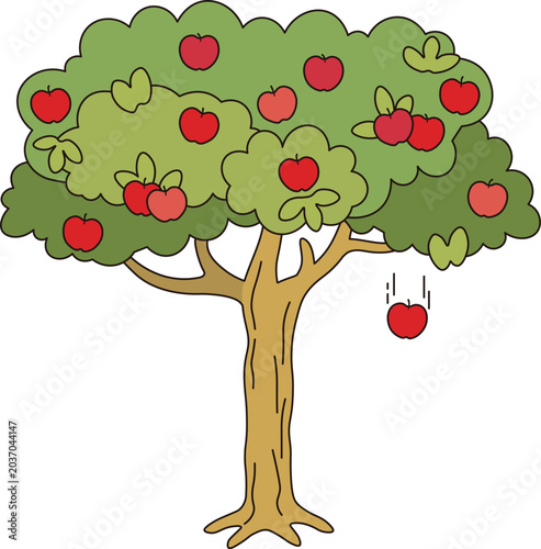 Fruit 4_Apple: Fresh Red Apples Growing on a Green Tree