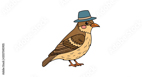Cartoon bird wearing a hat illustration for various design projects