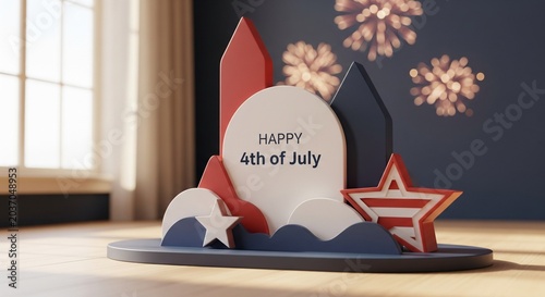 Abstract patriotic 3D render decoration with 