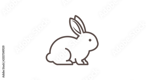 Minimalist outline illustration of a rabbit in a simple and clean design style