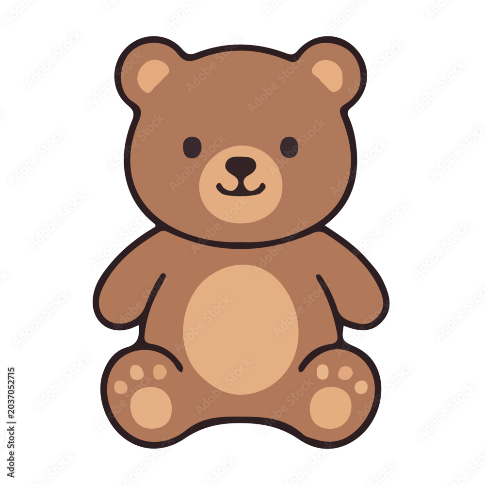 Fototapeta premium Cute hand drawn brown teddy bear sitting doodle illustration