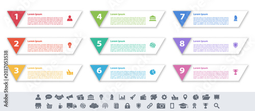 Infographic design business concept with 9 steps