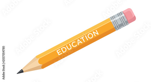 Yellow pencil illustrates education concept against white background