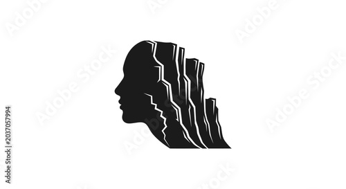 Foto Abstract Silhouette Profile Face Merged With Mountain Landscape