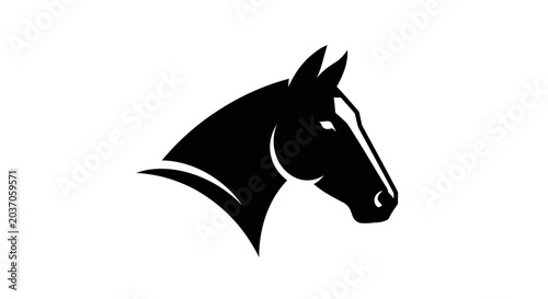 Fotografija Black and white stylized horse head logo with clean lines