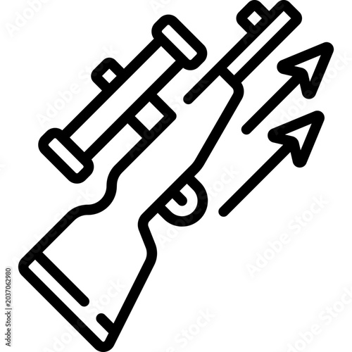 Schilderij op canvas Minimal outline icon of a crossbow weapon representing hunting, archery, and medieval equipment