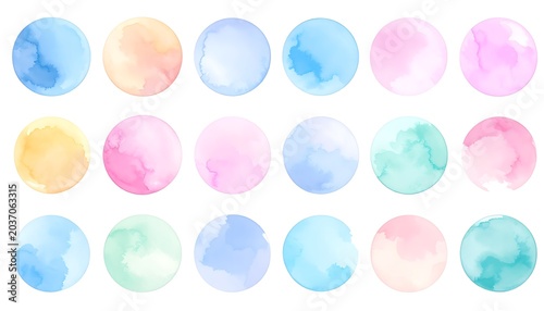Watercolor circles colorful abstract background.