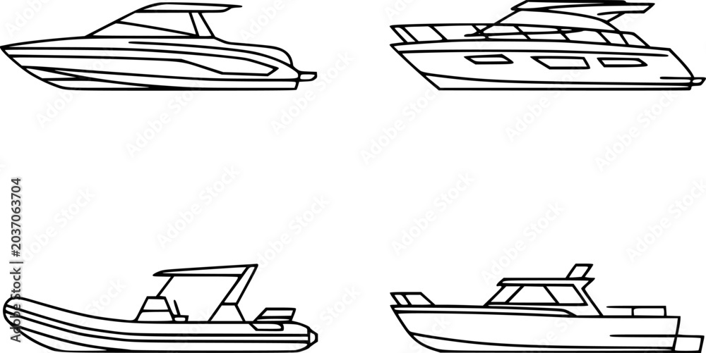Ταπετσαρία Collection of line of different luxury motor yachts and speedboats watercraft